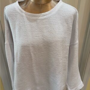White French Terry Textured 3/4 Sleeve Top